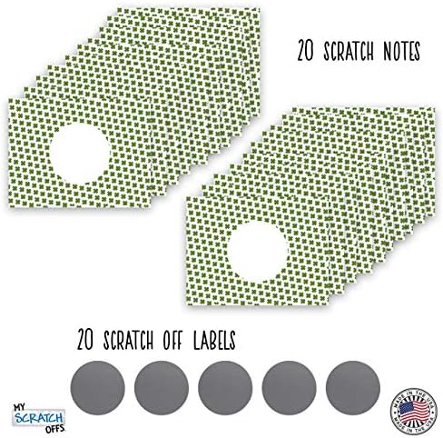 My Scratch Offs 20 Pack Clover St. Patrick's Day Make Your Own DIY Scratch Off Note Cards & Stickers for Teacher Rewards & Small Business Freebies