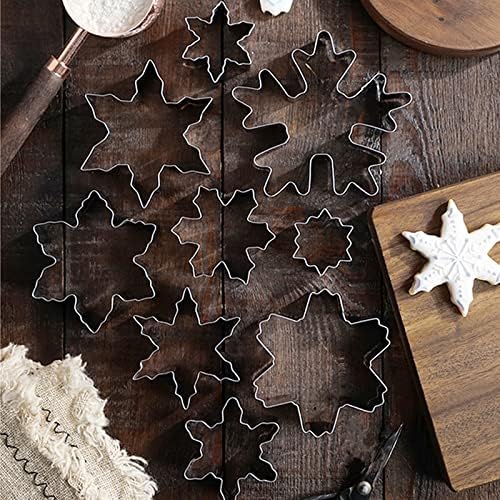 Comais Christmas Snowflake Shaped Cookie Cutters Set Stainless Steel 10Pcs