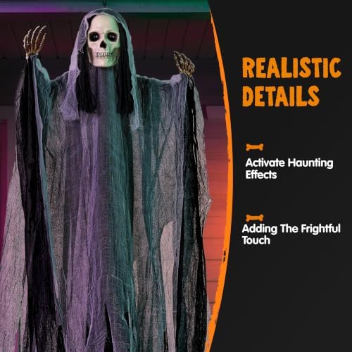 JOYIN 3 Pcs Halloween Hanging Grim Reaper Decoration Set, One 63" Two 47" Skeleton Flying Ghosts, Spooky Outdoor Indoor Decor for Yard Garden Tree Porch Haunted House Prop Party Supplies