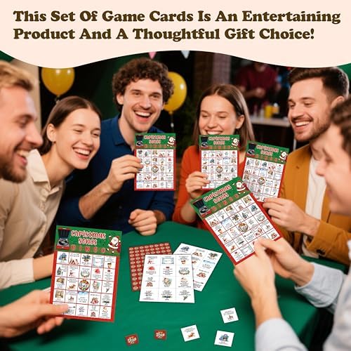 Christmas Songs Bingo Game Cards, Xmas Party Games, Christmas Party Game Decor, Winter Holiday Games, Bingo Sets for Adults Large Group, Winter Theme Party Activity Supplies -A19