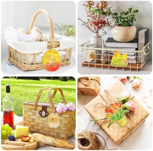 36PCS Wooden Easter Ornaments to Paint, 6 Styles DIY Blank Unfinished Wood Egg Cutouts Ornament for Crafts Hanging Decorations Happy Easter Hallow Egg Rabbit Bunny Butterfly Flower Hen