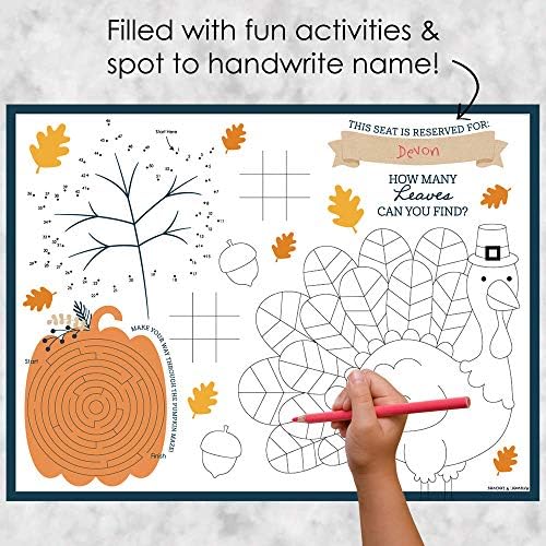 Big Dot of Happiness Happy Thanksgiving Games, Paper Fall Harvest Party Coloring Sheets, Thanksgiving Activity Placemats, Set of 16 (Pack of 2)