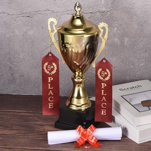 PATIKIL Award Ribbons, 36 Pcs 5th Place Prize Medal Ribbon with Event Card & Rope for Sports Events Competitions Challenges Prize Ornaments, Dark Red