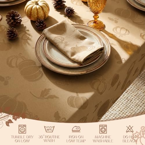 Romanstile Fall Jacquard Rectangle Tablecloth, Thanksgiving Pumpkin