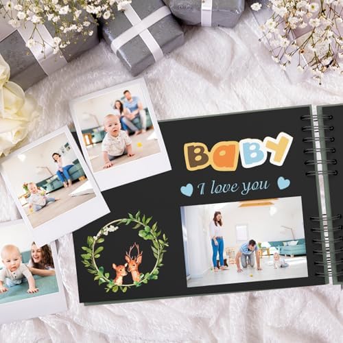 EVNEED 11.5 x 8.5 Inch Scrapbook Photo Album,Wedding Guest Book Anniversary Memory Scrapbooking,Wedding Photo Album with DIY Accessories Kit for Craft Paper DIY,80 Pages (40 Sheets),Green