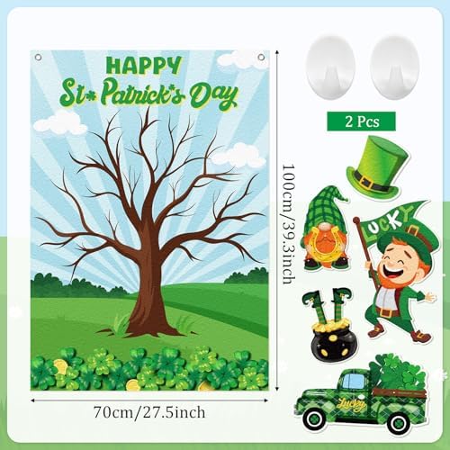 Cinrobiye St. Patrick’s Day Shamrock Felt Tree Bulletin Board Kit, Seasonal Decorative Felt Display Set for Classroom, Church and Home Holiday Decoration, Reusable Wall & Bulletin Board Decor