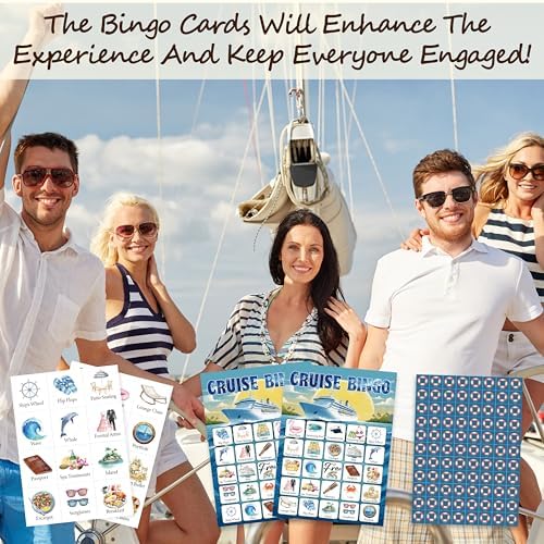 Cruise Bingo Game Cards for Adults, Cruise Vacation Bingo Cards Game for Family Holidays Friends Gatherings, Ideal for Cruise Themed Party Game, 24 Players Birthday Party supplies Favors, 002
