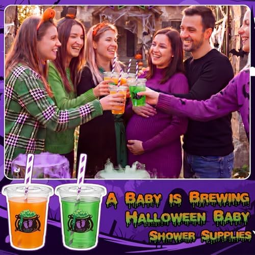 FillTouch 50 Pcs Halloween a Baby Is Brewing Baby Shower Party Cups