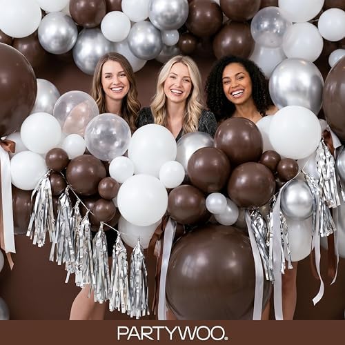 PartyWoo Dark Brown Balloons 140pcs Boho Coffee Neutral Different Sizes