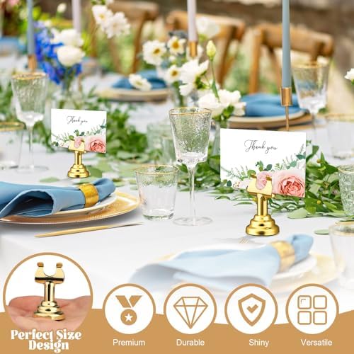 24 Pcs Gold Table Number Holders Metal 1.8 in Place Card Holders