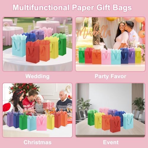 Epoesch 4 Pack Sky Blue Gift Bags with Handles and 8 Tissue Papers
