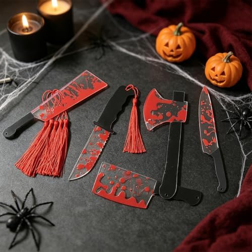 Halloween Bloodstain Knife Cake Toppers Horror Cupcake Toppers, Spooky Themed Cake Decorations, for Party Decor, 6 Pcs