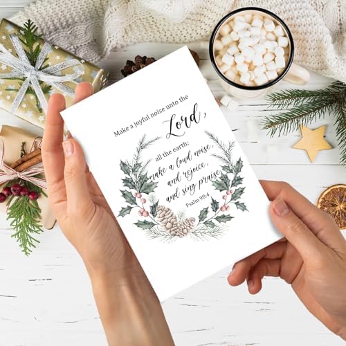 SuperShunhu 24 Pack Christian Christmas Cards, 6 Designs Religious Xmas Cards with Christmas Blessings Inside, Scripture Holiday Greeting Cards With Bible Verses