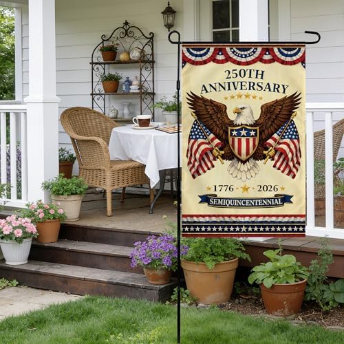 4th of July Decorations - 250th Anniversary Garden Flag | Fourth of July Decor Patriotic USA Banner,1776-2026 America Merchandise Accessories for Garden Yard Porch Patio Lawn Outdoor Outside