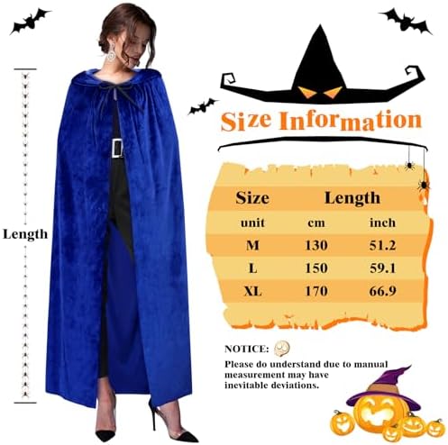 Sarfel Hooded Cloak Velvet Cape with Hood Halloween Capes Women Witch Costume Vampire Cloak Wizard Robe Men Cosplay Costume