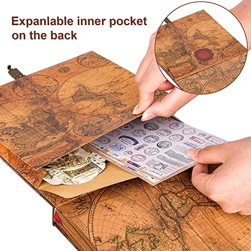 JIMBON Our Adventure Book Scrapbook Photo Album,Retro Style Embossed Letter Cover Travel Diary Journal Scrap Book Kit For Couples,Memory Book For Anniversary Wedding