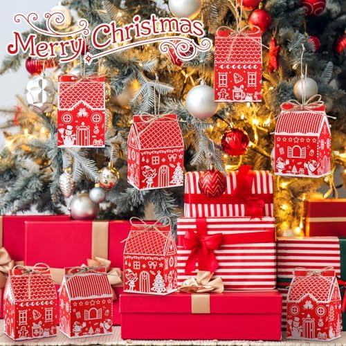 Zhanmai 48 Pcs Red Christmas Treat Boxes, Candy Containers