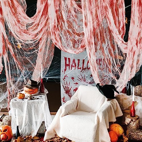 315"x85" Halloween Creepy Blood Cloth, Scary Spooky Cloth with Bloody Print