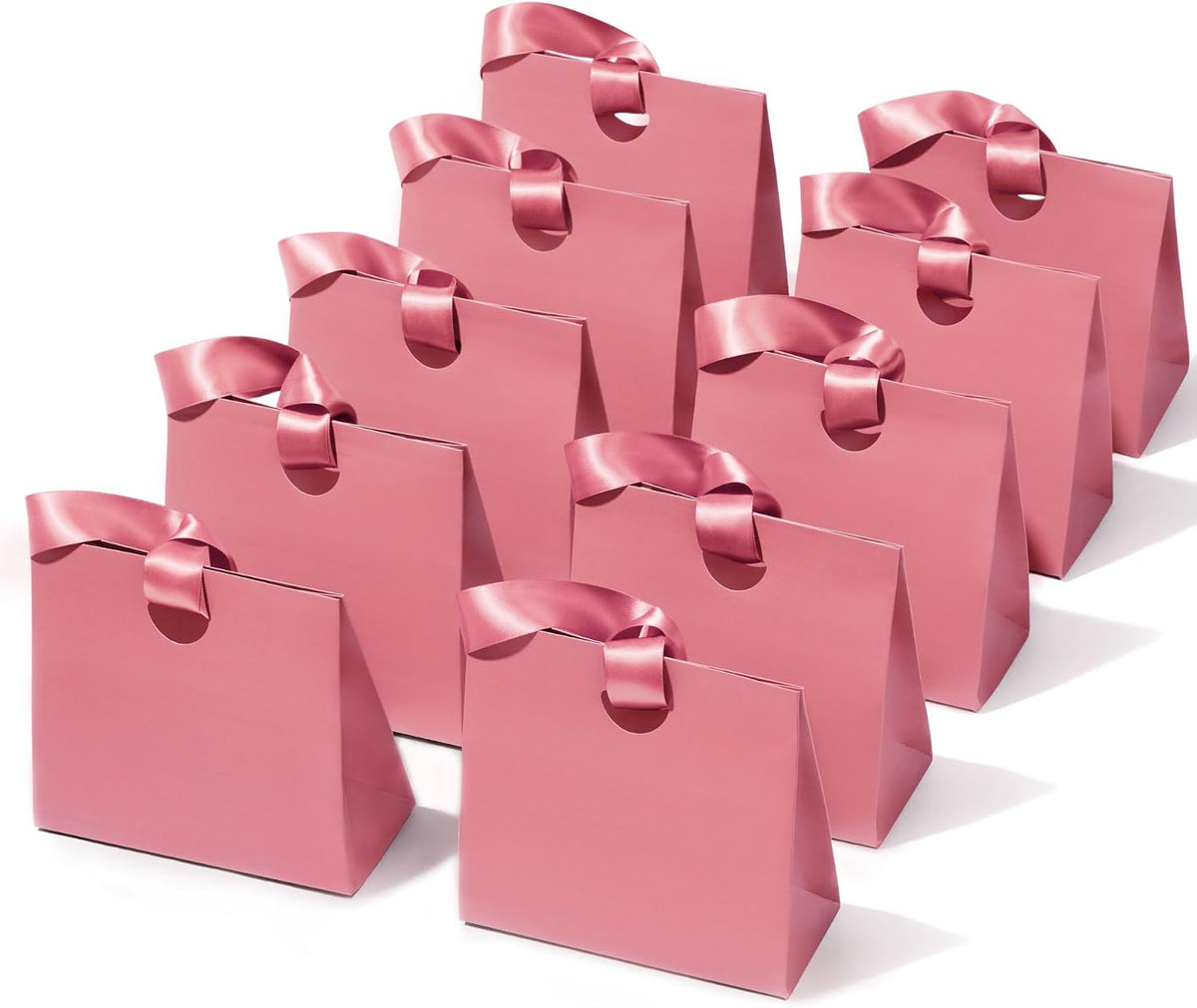 Vitalizart Paper Gift Bags With Ribbon Handles Small Pink Bulk Pack