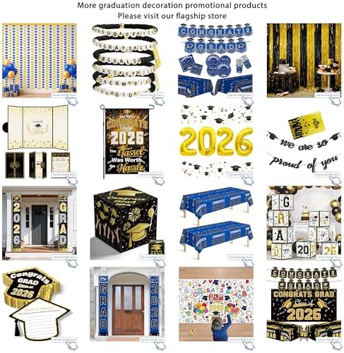 OHOME Graduation Decorations 2026 2027 - Blue Congrats Grad Porch Banner for Graduation Party Decorations - Class of 2026 - Party Favors Supplies Backdrop Yard Signs Decor