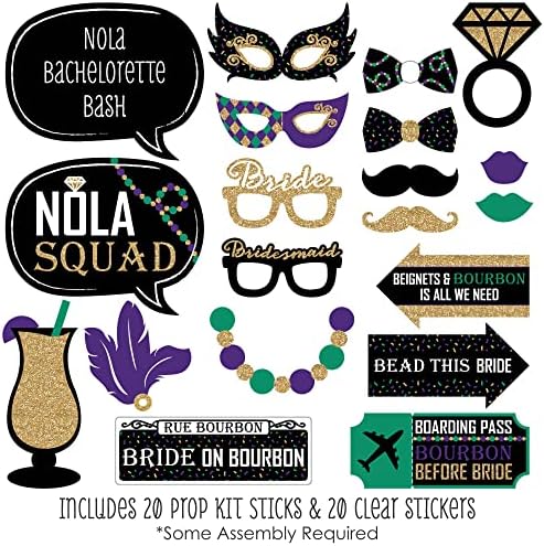 Nola Bridal Shower Photo Booth Prop Kit, DIY Cardstock Props - 20pc