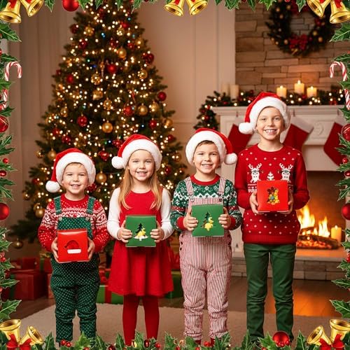 AmazingSpark 48 Pcs Christmas Cookie Boxes with Windows Red and Green Bakery Boxes Christmas Paper Treat Cases for Holiday Party Favor Pastries, Cupcakes, Cookies, Donuts, Small Gift Wrapping