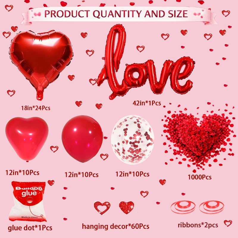 Red Heart Balloon Decoration Kit