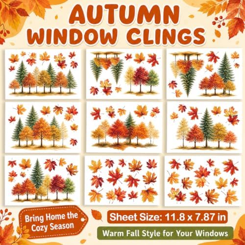 Fall Window Clings Decor Autumn Leaf Thanksgiving Decorations Stickers