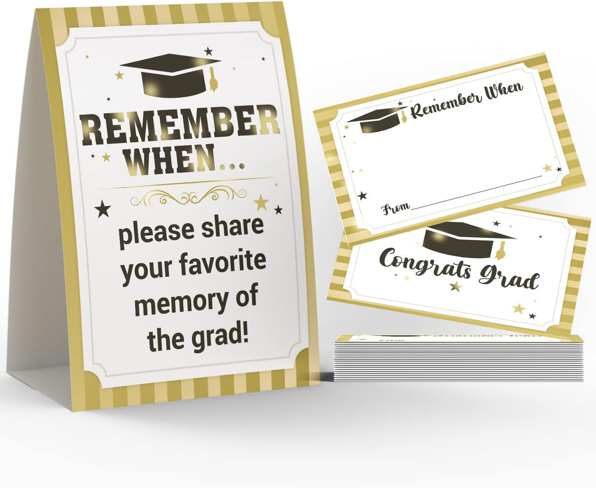 Toctose 2026 Graduation Sign & Graduate Memory Card (1+25 pk), Remember When... Please Share Your Favorite Memory of the Grad, Graduation Party, Sorority Event Decoration Supplies(JYC17)