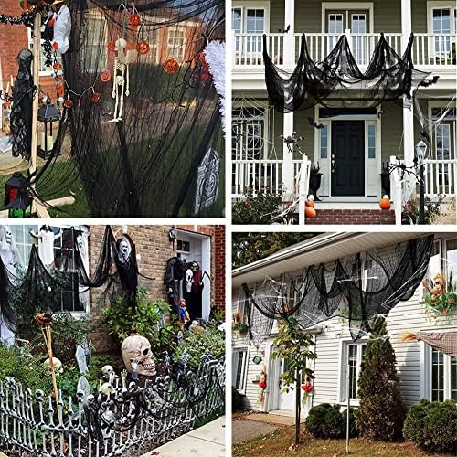 80×400 Inch Super Size Halloween Creepy Spooky Gauze Cloth Black Cheesecloth Scary Halloween Decorations for Haunted House Home Wall Patio Garden