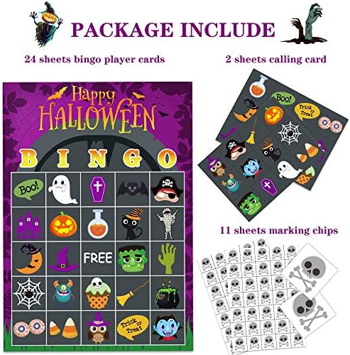 Halloween Party Games for Kids Adults, 24 Player Halloween Bingo Card Game