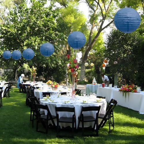 20Pcs Navy Blue Paper Lanterns for Parties, 4” 6” 8” 10” 12” Chinese Asian Hanging Round Paper Lanterns for Birthday Wedding Halloween Christmas Home Decor Party Decor