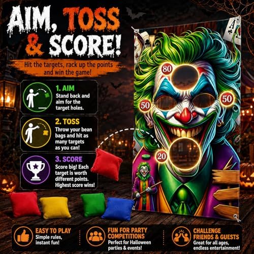 6Pcs Halloween Clown Bean Bag Toss Game Set