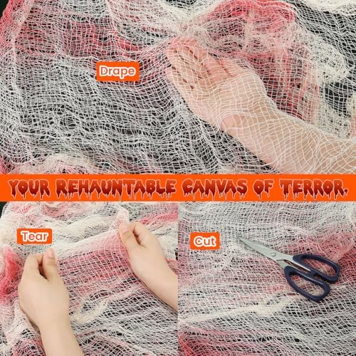 6-Pack 30 x 72 inches Halloween Creepy Cloth Decor, Black and Red