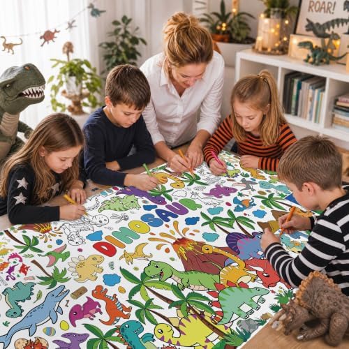 Dinosaur Coloring Poster & Table Cover - 71" x 31.5"