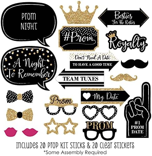 Prom Photo Booth Prop Kit, DIY Cardstock Props - 20pc