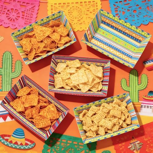 Fiesta Decorations, 50 Pcs Mexican Food Trays - 2 Designs Nacho Boat