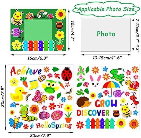 chiazllta 30 Packs Picture Frame Crafts DIY Stickers Flower Butterfly Spring Summer Craft Kits for Kids Bulk Art Craft Party Favors Home Back to School Classroom Activities Bulletin Board Decorations