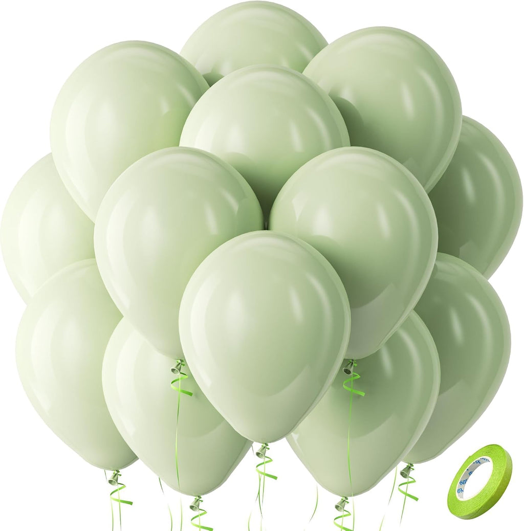 Bezente Sage Green Balloons Latex Party Balloons 100 Pack 12 inch
