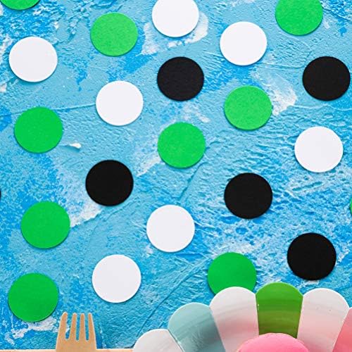 MOWO Black, Green and White Confetti Circle Table Decoration, 1.2 inch