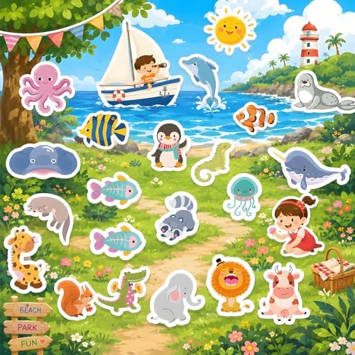 Stickers for Kids - 50 PCS Cute Animal Stickers | Water Bottle Scrapbook Stickers Toys Games Crafts for Kids Toddlers -Activities Party Supplies Favors Teacher Prizes Rewards Gifts for Teens Classroom