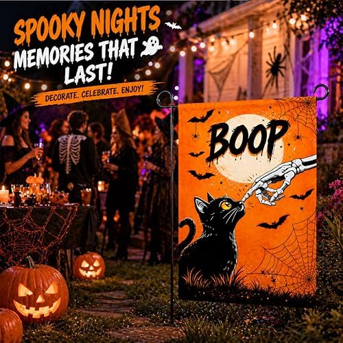 Halloween Party Decorations - BOOP Halloween Garden Flag | Double Sided Halloween Backdrop Banner - Halloween Party Favors Supplies Decor for Garden Yard Porch Patio Lawn Outdoor Outside