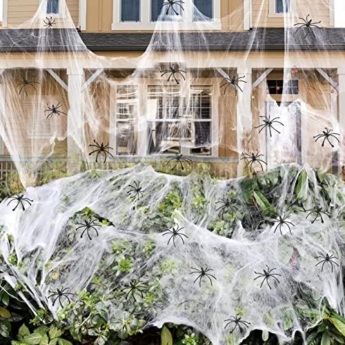 ZPISF 800 sqft Spider Webs Halloween Decorations with 30 Fake Spiders, Super Stretch Cobwebs for Halloween Indoor and Outdoor Decor