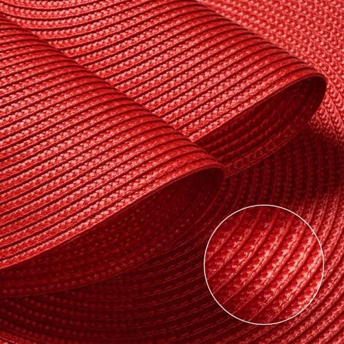 FunWheat Round Braided Placemats Set of 6 Table Mats for Dining Tables Woven Washable Non-Slip Place mats 15 inch (red, 6pcs)