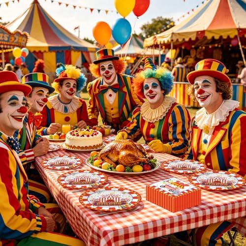 50Pcs Carnival Plates and Napkins Party Supplies, Disposable Circus Birthday Theme Paper Plates Napkins Tableware Set for Baby Shower Birthday Party Decorations (Carnival)