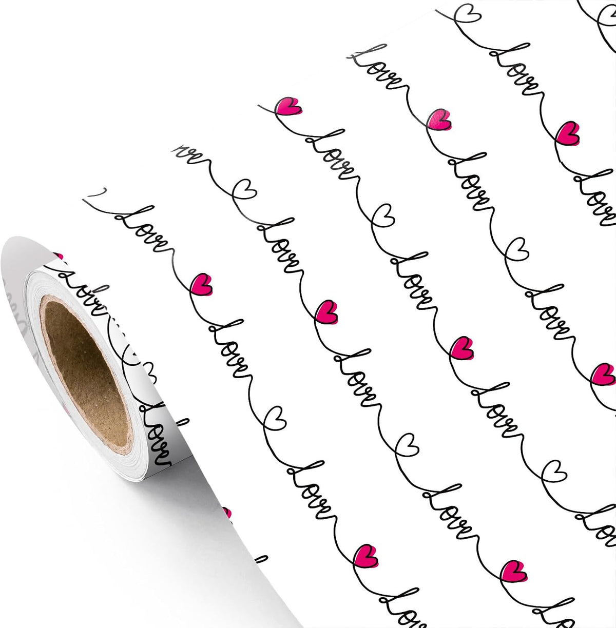 WRAPAHOLIC Valentines Day Wrapping Paper Roll - Mini Roll - 17 Inch x 16.5 Feet - Love Heart Wrapping Paper Perfect for Valentine's Day, Wedding, Anniversary, Birthday, Baby Shower