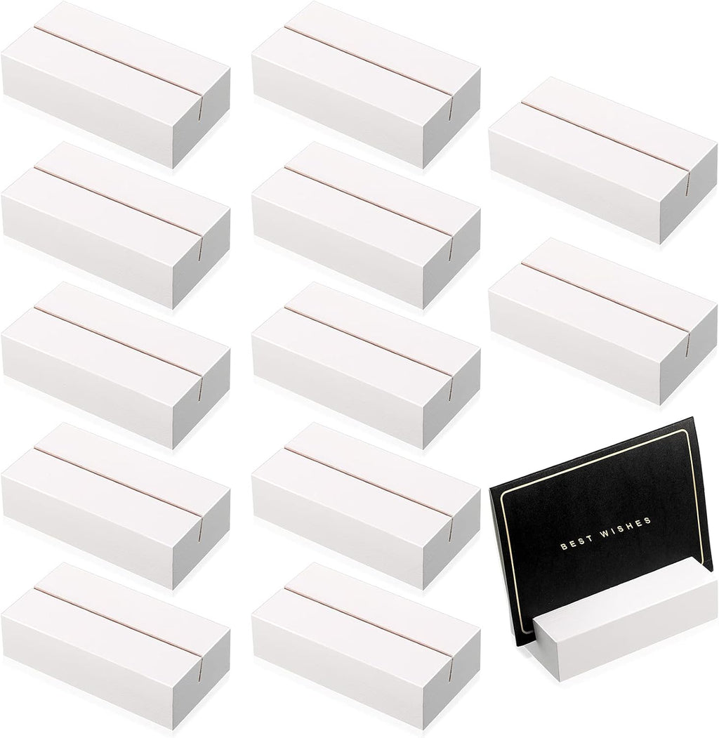 Blosssound 12 Pcs Wood Place Card Holder, White, 3 x 1.6 x 0.8 Inches