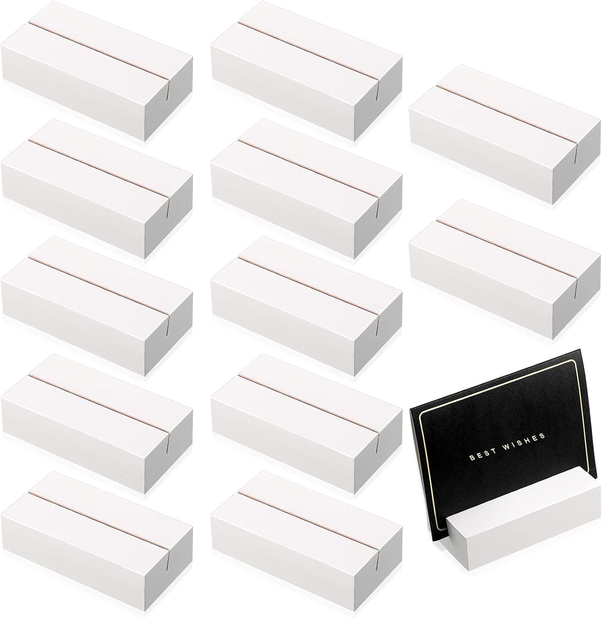 Blosssound 12 Pcs Wood Place Card Holder, White, 3 x 1.6 x 0.8 Inches