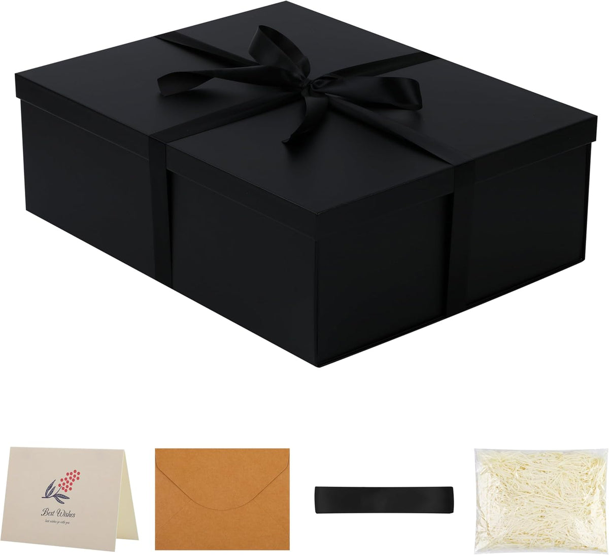 STOBOCTER Large Gift Box 16.5x13x5.5 Inches,Black Gift Boxes with Lids for Presents, Foldable Decorative Box for Wrapping Gifts, Ideal for Birthdays, Weddings, Anniversaries, Christmas or Business.