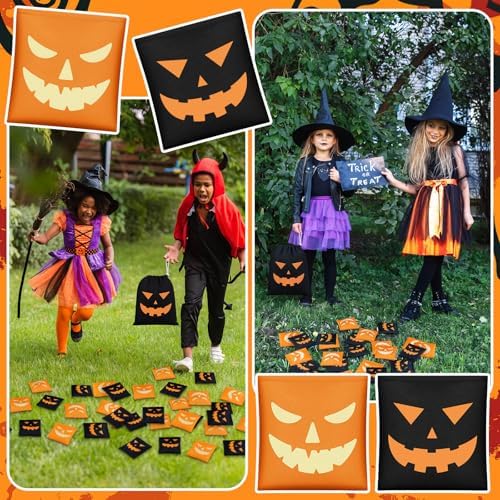Civaner 12 Pcs Halloween Bean Bags for Tossing 3.15 Inch Pumpkin Toss Game